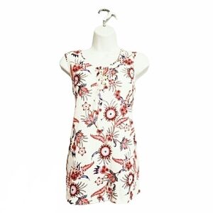 Westport 1962 Blue Red & White Floral Tank Top With Twisted Tassel